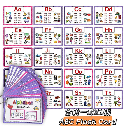 新版一套26張ABC 🔠Phonics 閃卡$48套