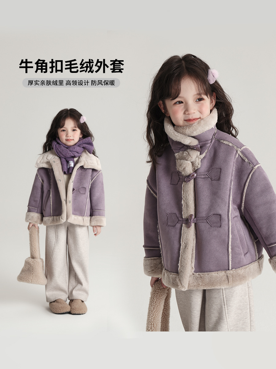 ---$188件。2件起$180件。🧥✨牛角扣毛絨親子外套｜兒童＋成人尺寸齊全