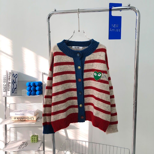 Comme des garçons Play川久保玲條紋粗針開胸冷衫