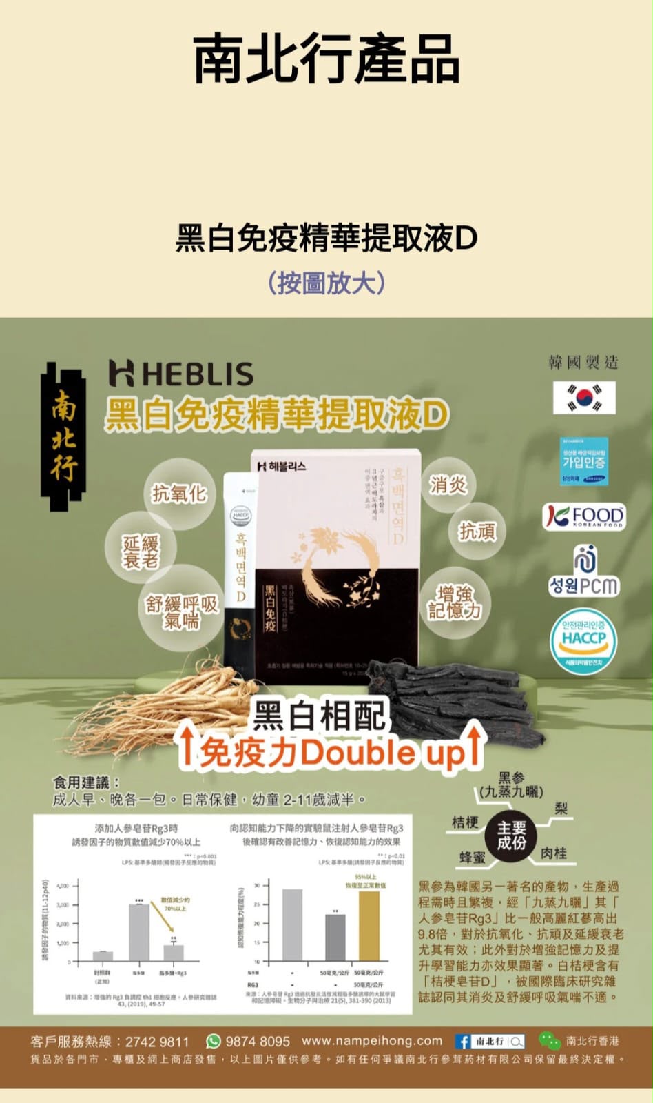 $135盒、2盒起$125盒.南北行黑白免疫精華提取液D15克x20包