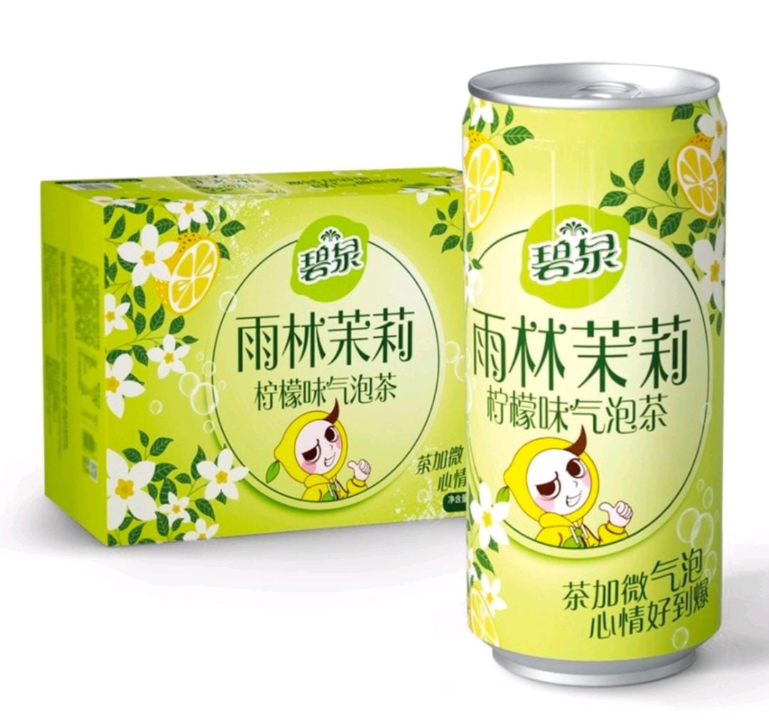 碧泉 雨林茉莉檸檬氣泡茶（檸檬味碳酸茶飲料）265ml x24罐 $125(24入)。
