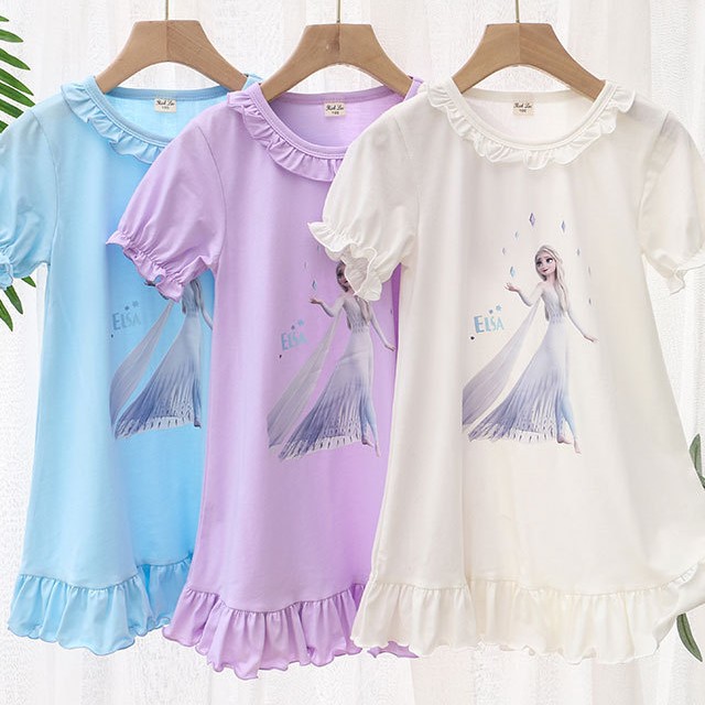 $70件。2件起$6O件。2022夏季纯棉家居連身裙顏色。蓝/紫/白尺寸。100cm至140cm長訂貨期7至10日