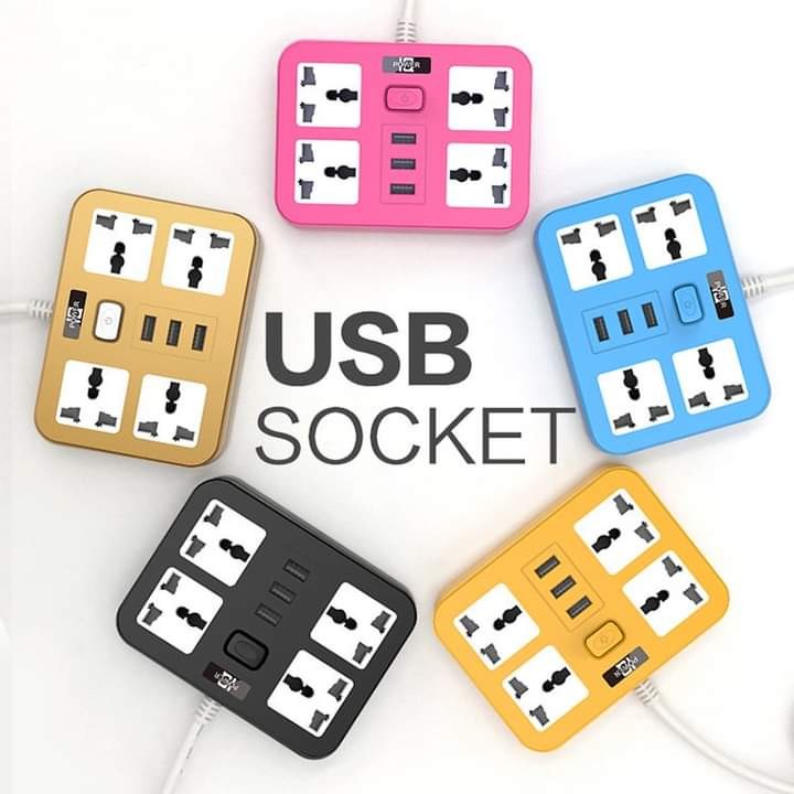 $88@1.。两件起$80@1。3USB + 4插位粉色系列拖板(香港3脚插)