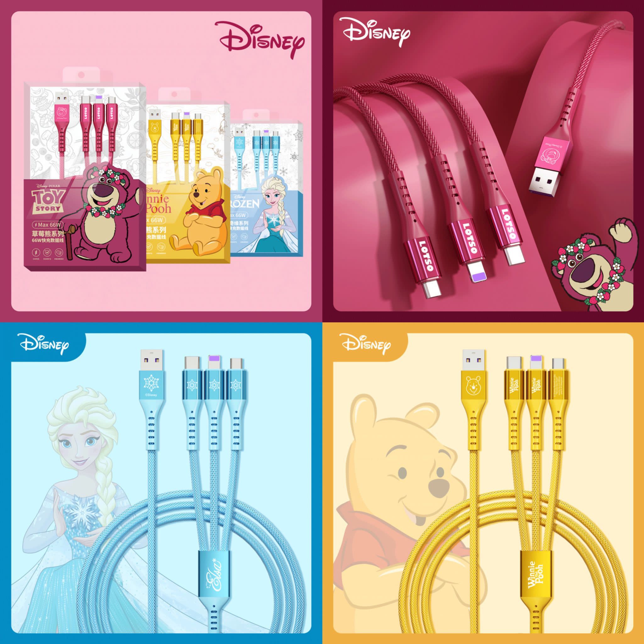 $58/1。Disney 一拖三快充數據線