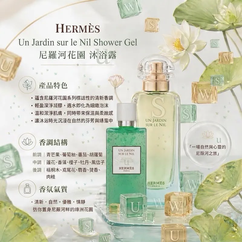 HERMÈS尼羅河花園沐浴露簡裝白盒200ml