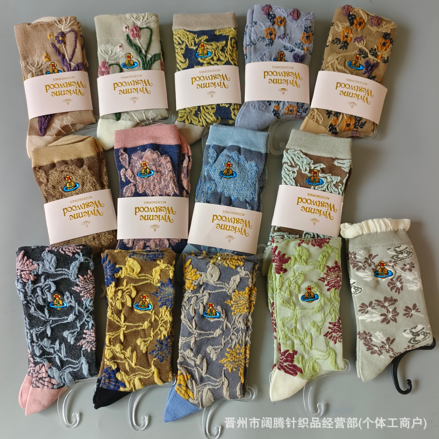 3對$79。西太后土星立體提花刺繡中筒襪｜復古花卉系列