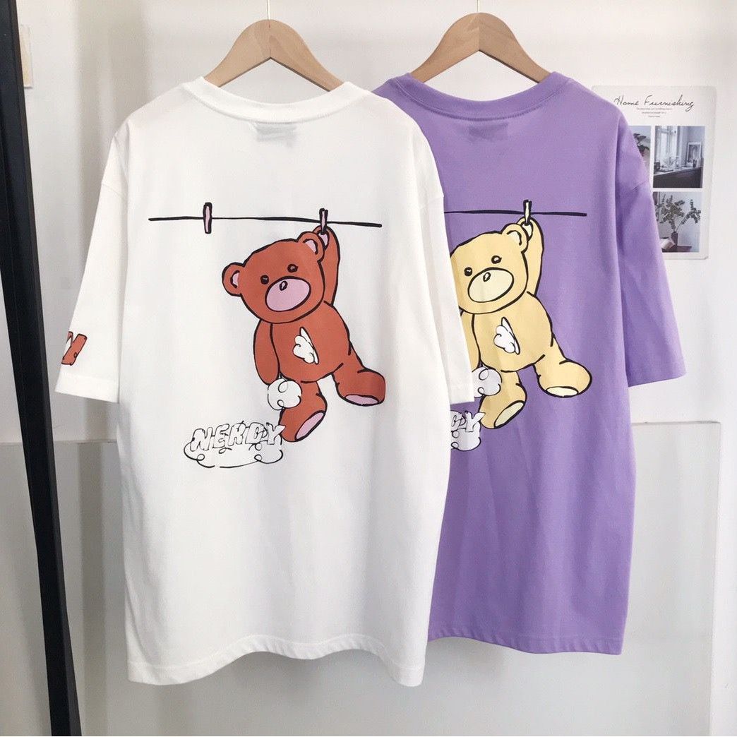 $125件。2件起$115件。NERDY潮牌可愛熊前後印花短袖T恤