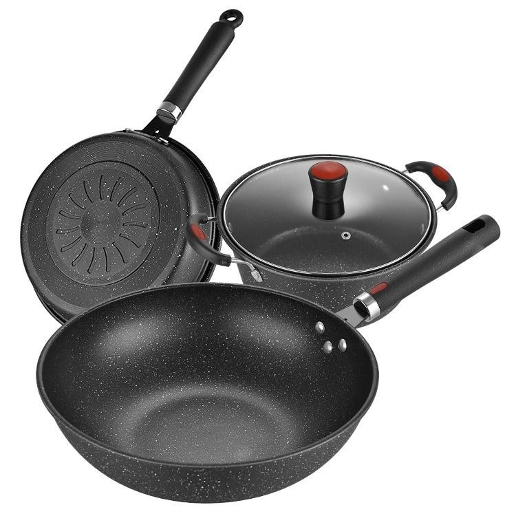 $168套包郵(廠出貨)。超人氣麥飯石廚具3件優惠裝