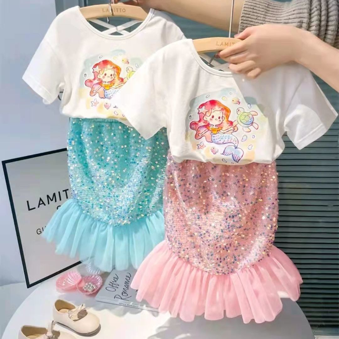 $88套。2套起$8O套。小美人魚亮片魚尾裙套裝