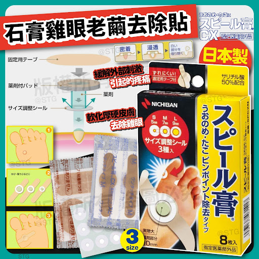 $65/盒。2盒起$6O盒日本石膏鸡眼老茧去除贴 (8杖入)