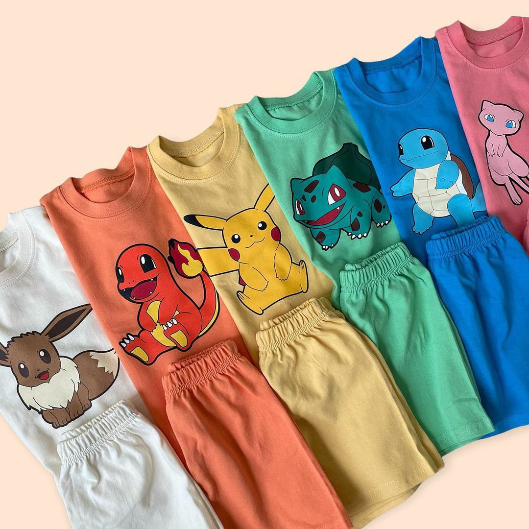 $78套。2套起$70套。彩虹色纯棉Pokemon套裝