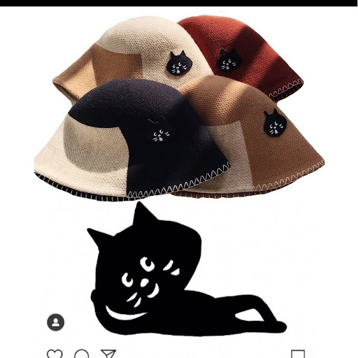 2021秋冬新品✨日本nenet驚訝貓刺繡百搭漁夫帽
