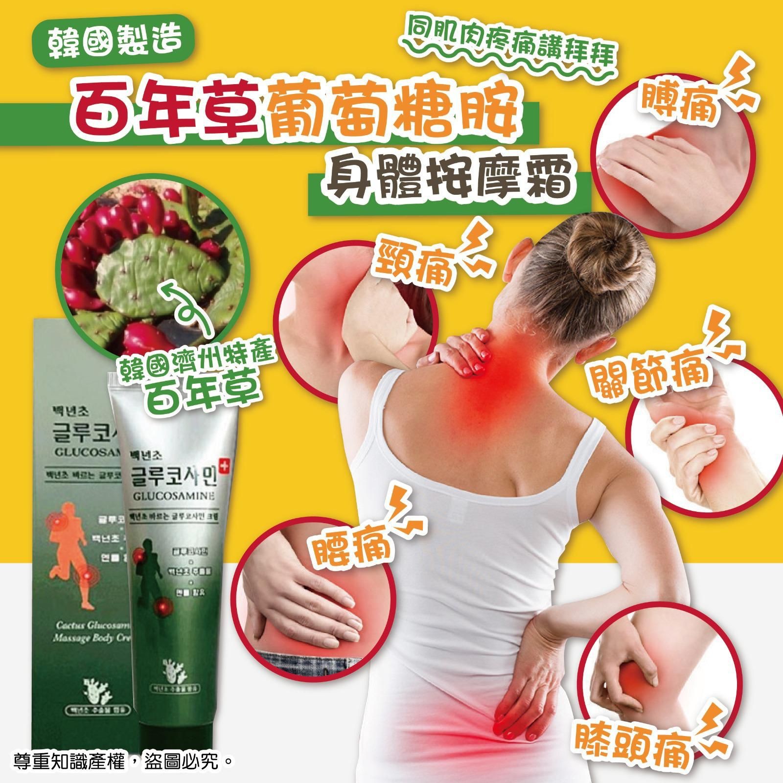 $56/2支。韓國仙人掌葡萄糖胺按摩膏 150ml