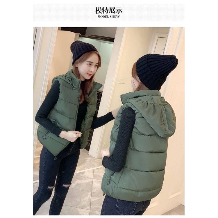 $120件。2件起$115件。✨秋冬新款✨保暖防風純色羽絨棉休閒知性風連帽背心
