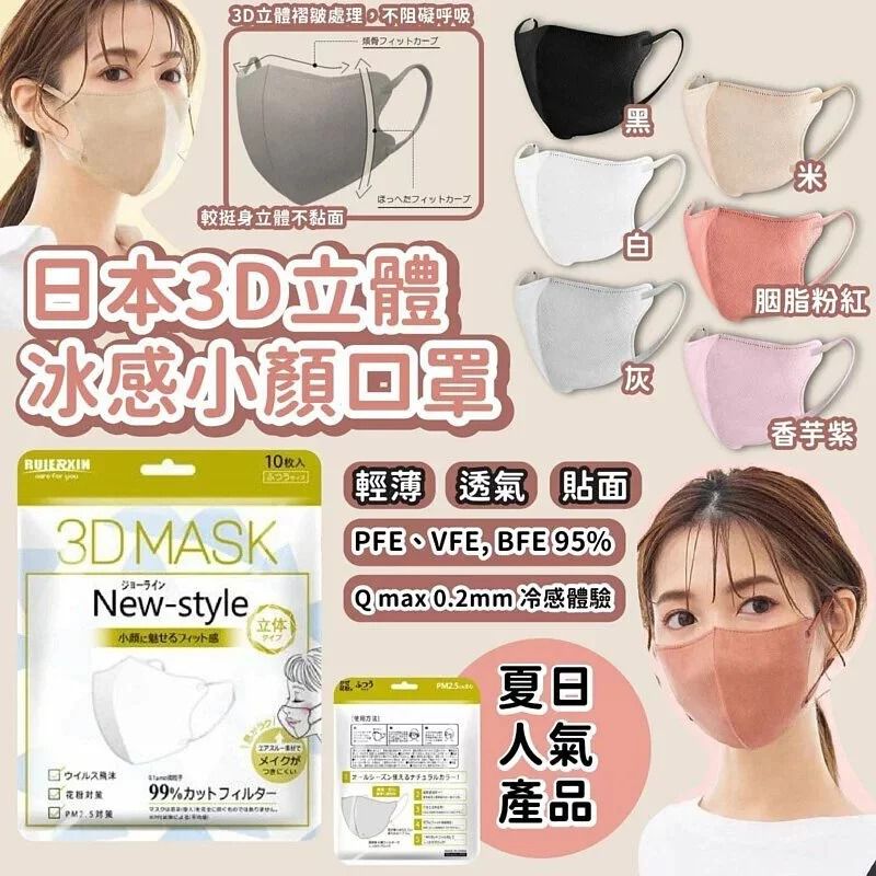 $38袋3包共3O。3袋起$28袋。日本3D立體冰感小顏口罩(1袋3包共30個)