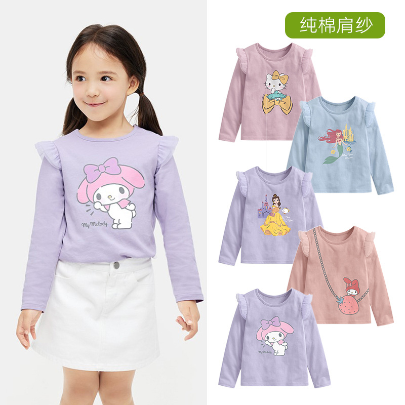 $6O件。2件起$50件。女童纯棉长袖肩纱公主衫