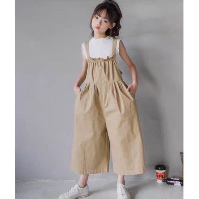 $110件。2件起$98件。韓款女童闊腿吊帶褲