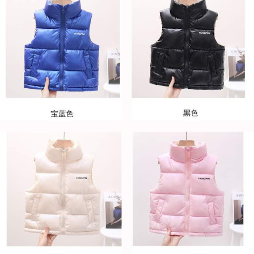 儿童纯色輕型羽绒棉背心