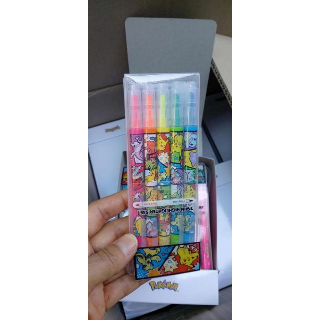$5O/1。2件起$45/1。宠物小精灵5色双头螢光筆