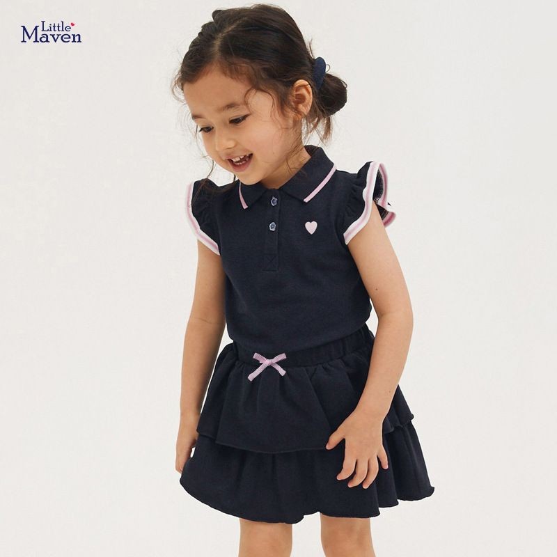 $88套。2件起$8O套。Little Maven 公主袖愛心半截裙套裝