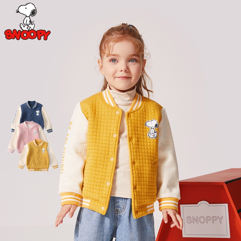 $125件。2件起$115件。Snoopy印花夾棉棒球服外