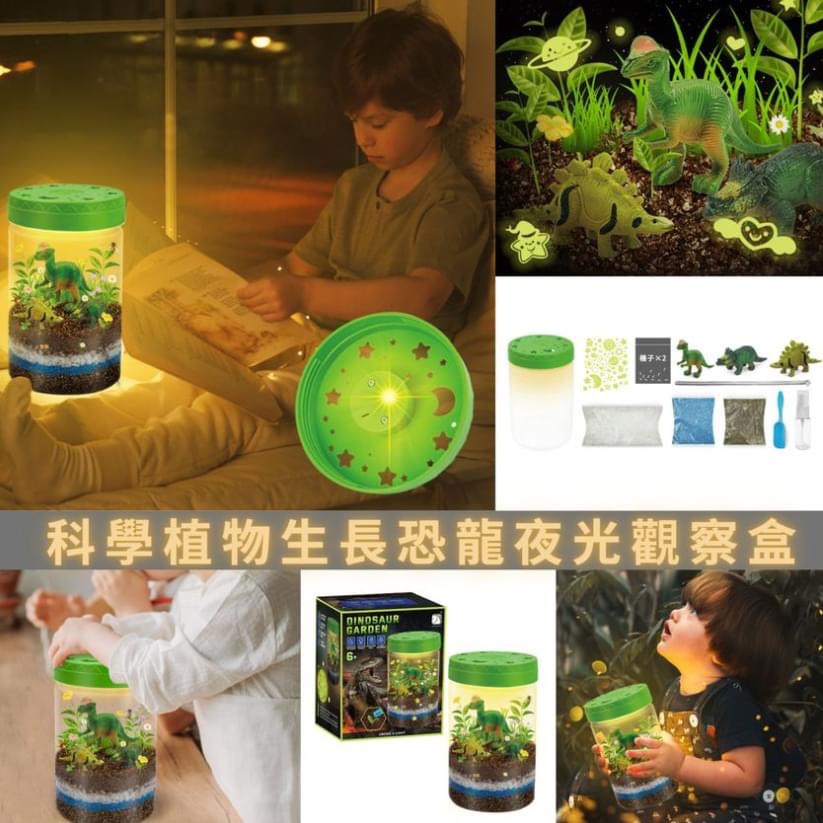 $7O/1。2件起$6O/1。科學植物生長恐龍夜光觀察盒