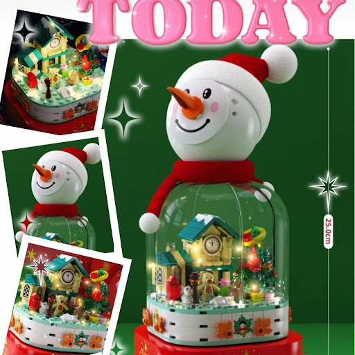 $118/1。旋轉音樂雪人屋積木
