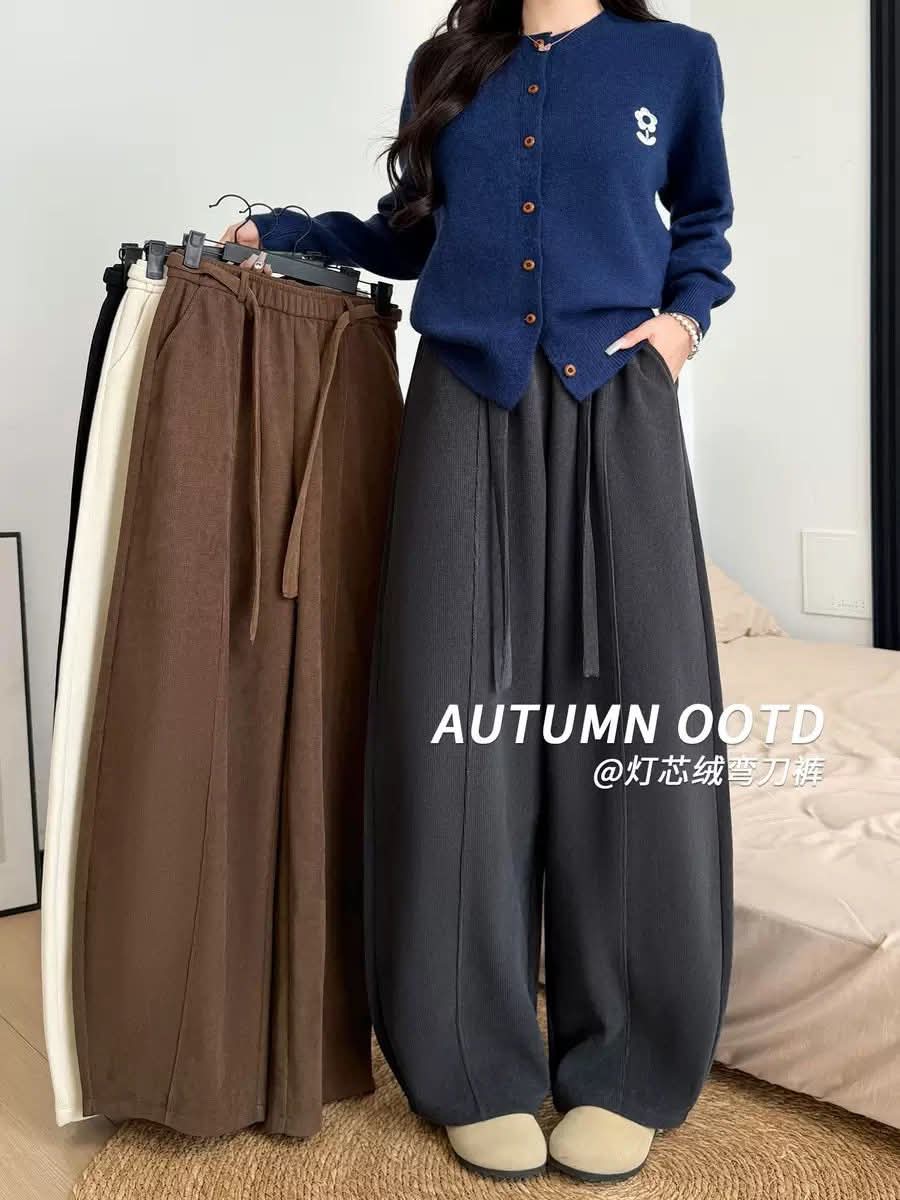 $68條。2條起$60條,🍂 秋冬文青感高腰闊腳褲|AUTUMN OOTD 必備款