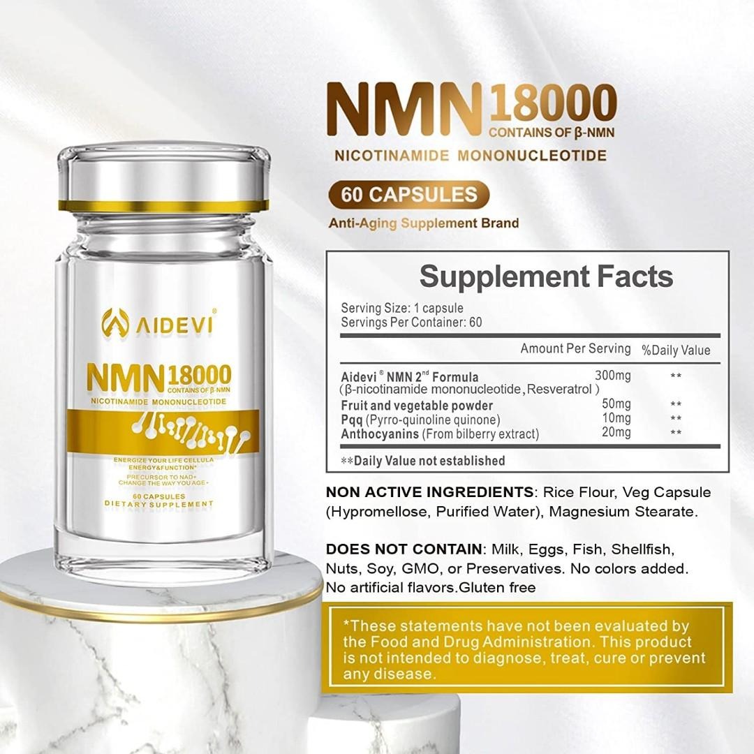 $430樽。2樽起 $420樽。美国制造 AIDEVI NMN 18000+ PQQ 逆龄补充劑