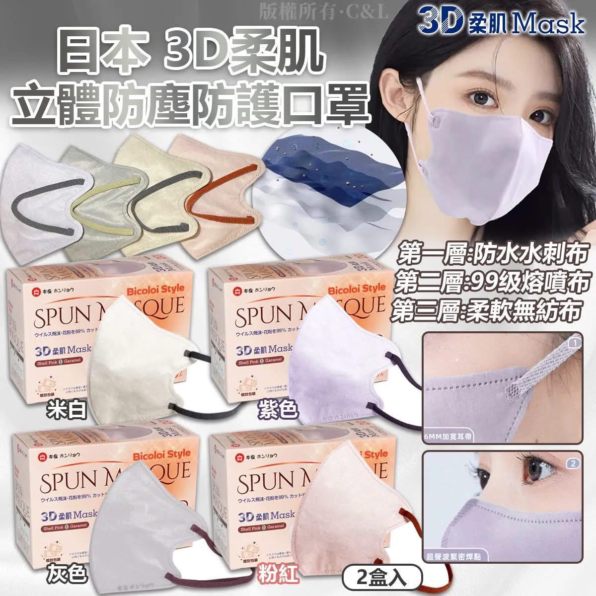 $80套2盒。2套起$70套。日本3D柔肌立體防塵防護口罩（1套2盒