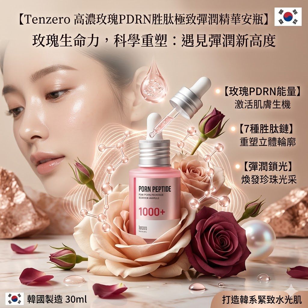 $68支.Tenzero玫瑰PDRN胜肽精華安瓶