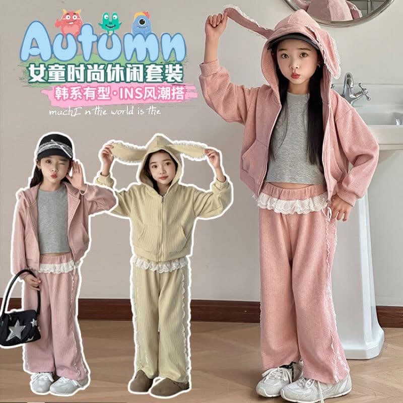 韩版女童套装甜美连帽 套裤