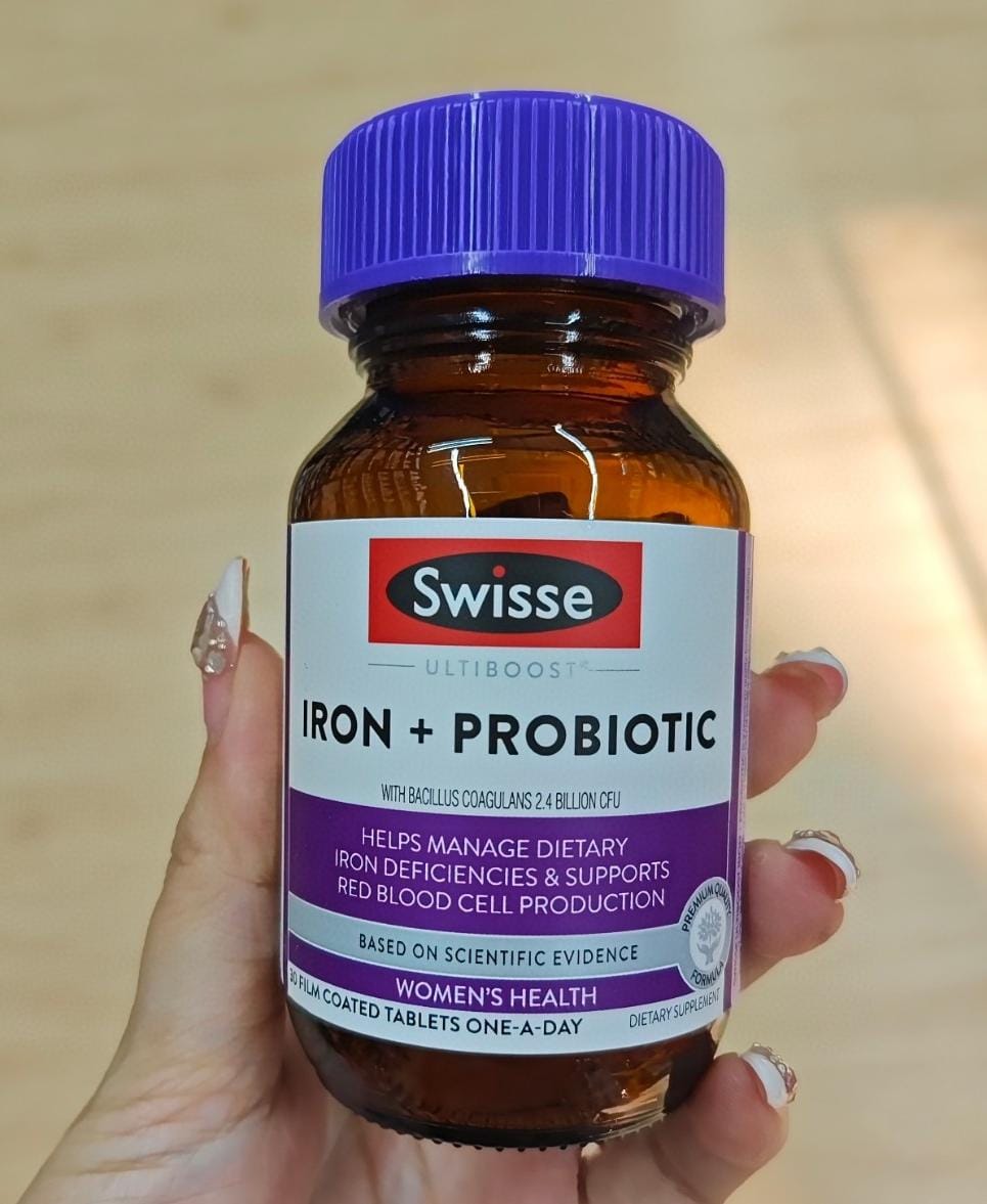 $95樽。2樽起$85樽。Swisse Ultiboost Iron+Probiotic 铁元素+益生菌片 30粒装
