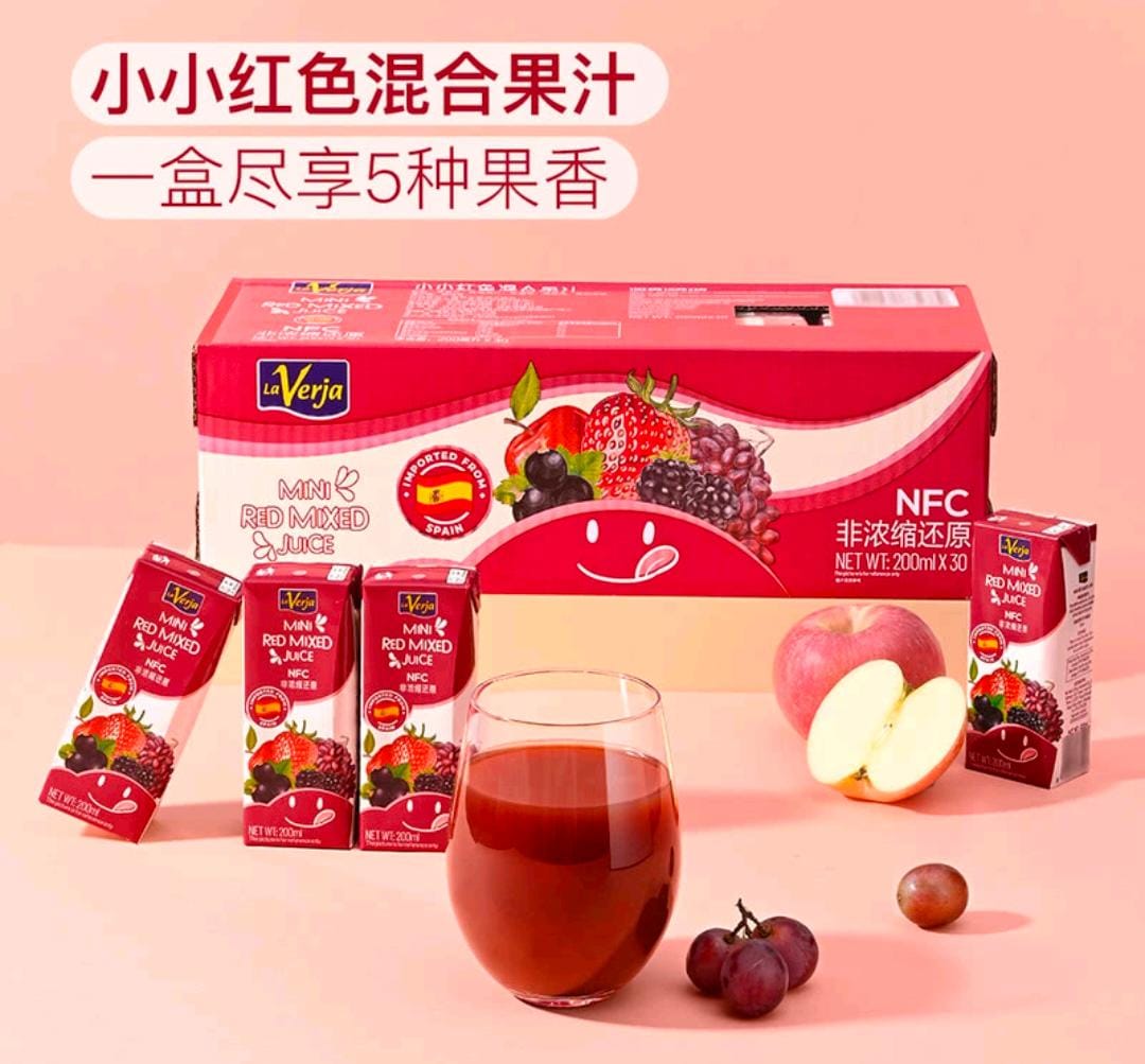 $129箱30支。Mini Red小小紅色混合果汁200ml x30支