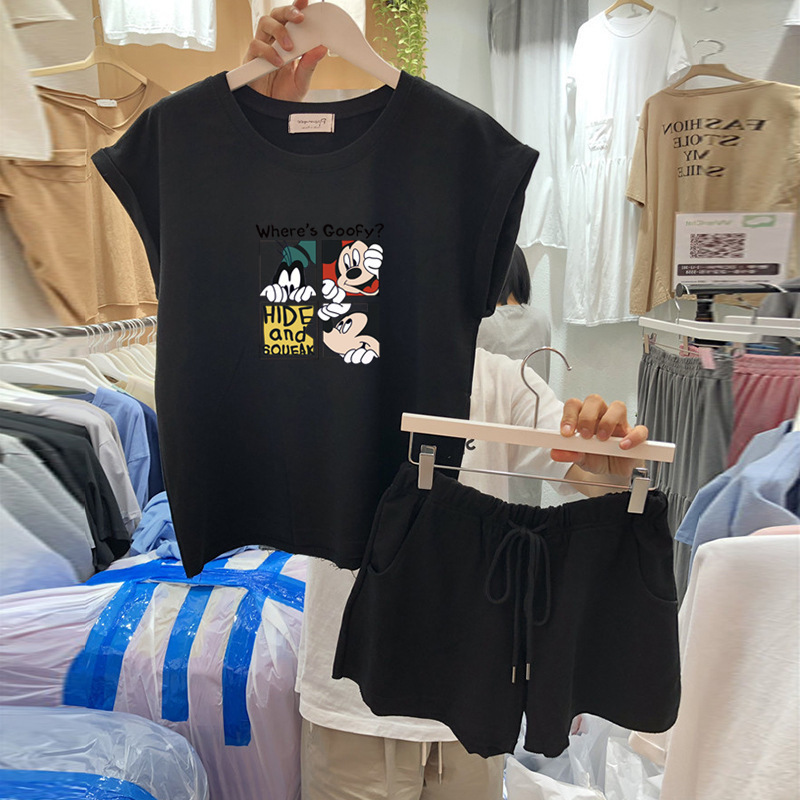 $65套。2套起$55套。韩版夏季无䄂套裤