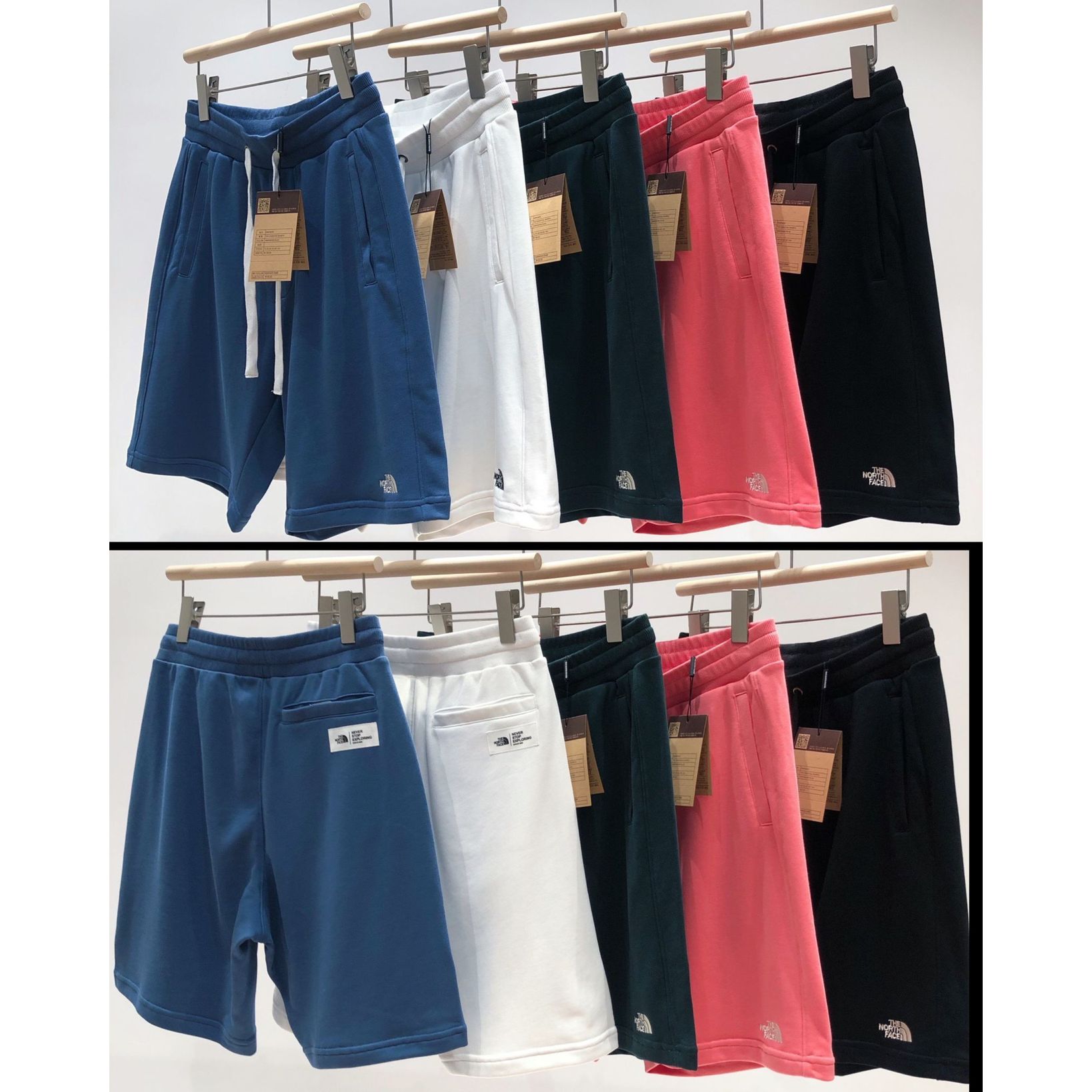 $180/1。2件起$170/1。TNF純棉純色+刺繡休閒短褲