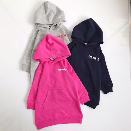 $125件X-girl兒童撞色印花連帽衛衣裙