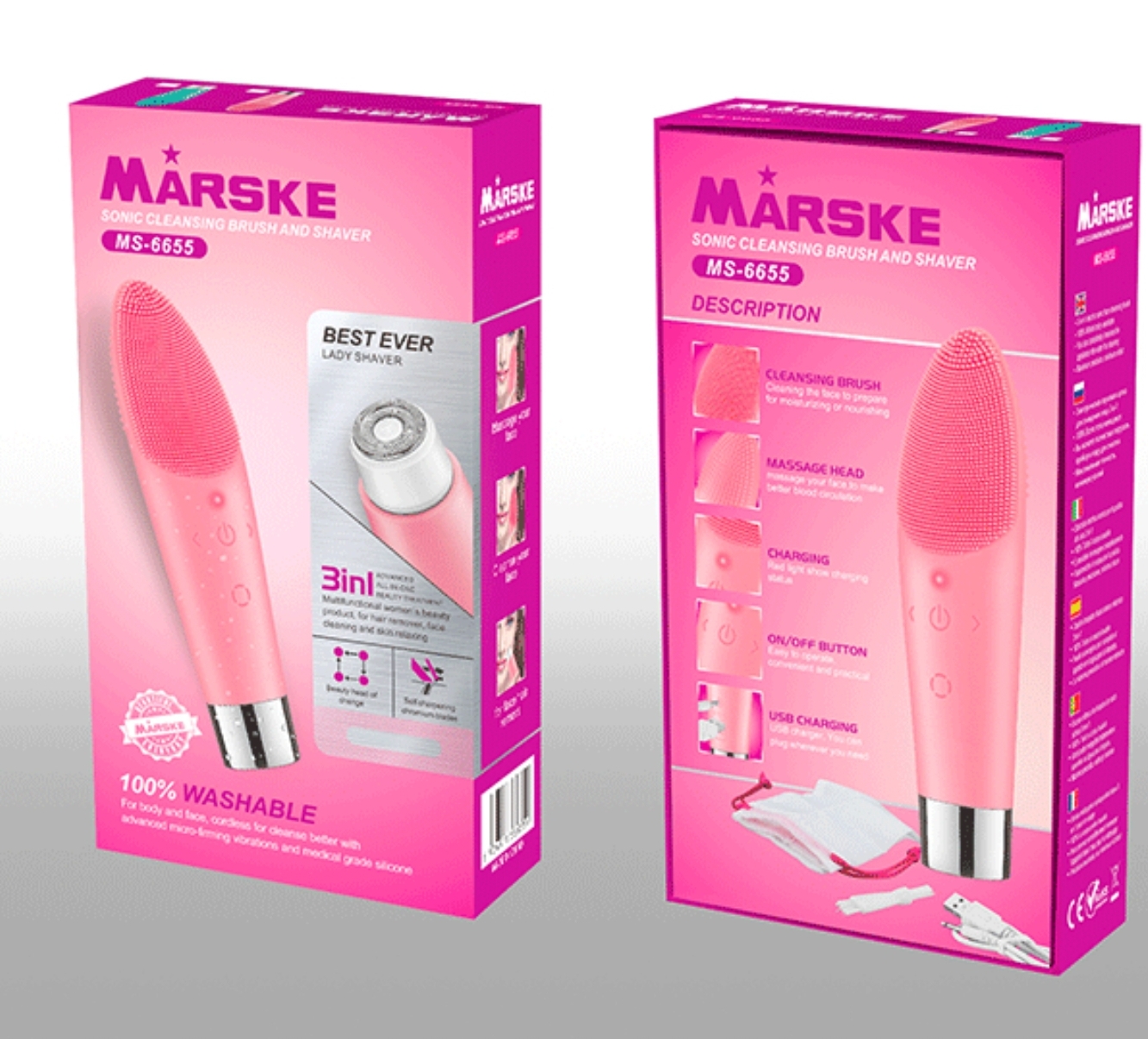$98件。Amazon 热爆Marske硅胶USB充电三合一洁面仪